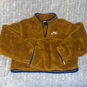 Nike yellow and blue cropped sherpa jacket